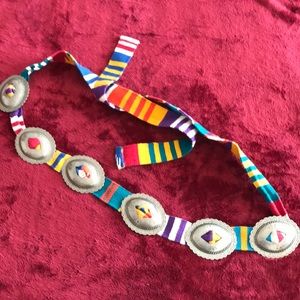 Concho Belt with multi-colored knit fabric